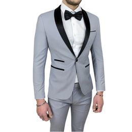 Men's suits Grey men's slim suit two-piece suit blazers with trousers suit men's business casual formal suits customization