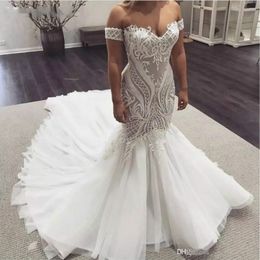 Mermaid Wedding Dresses Sweetheart Lace Floral Appliques Sweep Train Plus Size Country Wedding Dress 2019 Beach Bridal Gowns Custom Made