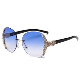 Elegant And Fashionable Rimless Sunglasses For Women Rhinestones Inlay Round Sun Glasses 7 Colors Wholesale