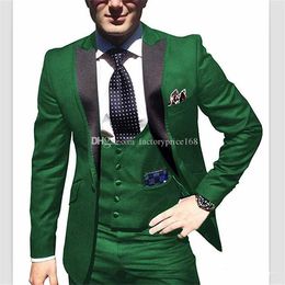 Custom-made One Button Groomsmen Peak Lapel Groom Tuxedos Men Suits Wedding/Prom/Dinner Best Man Blazer(Jacket+Pants+Tie+Vest) A430