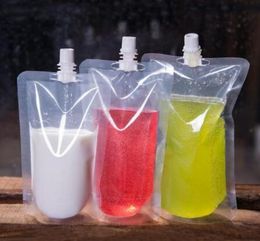 100 Pcs many size Stand-up Plastic Drink Packaging Bag Spout Pouch for Beverage Liquid Juice Milk Coffee drink storage bag