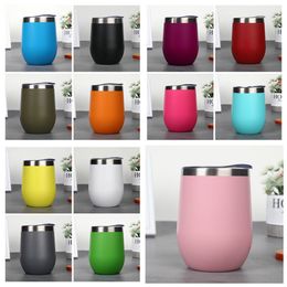 12oz Stainless Steel Tumbler Wine Glasses Egg Cup Water Bottle Double Wall Vacuum Insulated Beer Mug Kitchen Bar Drinkware SEA SHIP RRA2835