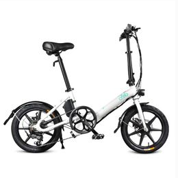 Sürüm İl Bisiklet Banliyö Bike kaydırılması FIIDO D3S Katlama Moped Elektrikli Bisiklet Dişli 16 inç lastikler 250W Motor Maks 25km / sa SHIMANO 6 Hızları Shi