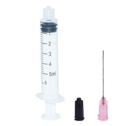 5ml/5cc Luer Lock Syringes with 20G Blunt Fill Needles 1.5 and Black hat Tip Cap Pack of 10
