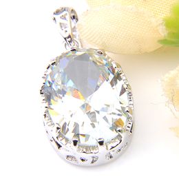 NEW 925 Silver Necklace Pendants Oval White Topaz Gems LuckyShine Weddings Pendant Party Pendants Woman Free Shippings