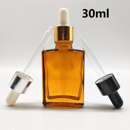 Eye Dropper Aromatherapy Perfume Essential Oil Empty Bottles 30ml Amber Glass Liquid Reagent Pipette Bottle