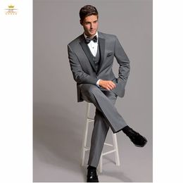 Popular Two Buttons Groomsmen Notch Lapel Groom Tuxedos Groomsmen Best Man Suit Mens Wedding Suits Bridegroom (Jacket+Pants+Tie) B574