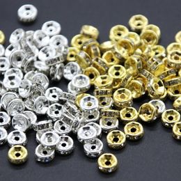 8MM 10MM Dia Loose Cubic Zircons Beads Perforated Spacer Beads Metal Charms For DIY Jewellery Bracelet Necklace Fittings 50pcs/set