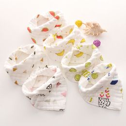 100pcs 8 layers Baby Newborn INS print Bibs Infant Triangle Scarf Toddlers muslin Cotton Bandana Burp Cloths 18 Colours