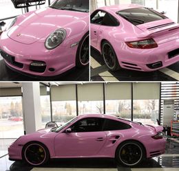 High Gloss Vinyl Film Pink Glossy Car Wrap Foil With Air Bubbles Release DIY Styling Car Wrapping Sticker Size 1.52x20 meters/Roll