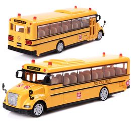 KDW Alloy Car Model Toy, School Bus with Light, Sound, Pull-back, High Simulation for Party Kid' Birthday' Gift, Collection, Home Decoration