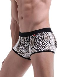 Men Trunks Underwear Boxer Shorts Camouflage Snake Pattern Print Bulge U Convex Pouch High Quality Fashion Mens Underwear Boxers