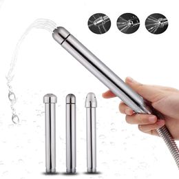 Metal Anal Vaginal Cleaner Douche Shower Cleaning Enemator Butt Plug Anus Enema Faucet Clean Tool Adult Sex Toys for Men Women Y191028