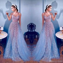 2020 Elie Saab Evening Dresses Lace Dubai Celebrity Sweetheart Beads Illusion Long Prom Gowns A Line Formal Pageant Dresses
