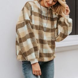 Hot style Women's Sweaters Womens Sweater Fashion Patchwork Fluffy Thick Warm Pullovers With 2 Colors Asian Size S-L