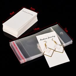 Jewellery 100 x White Plain Earring Display Cards & Self Adhesive Bags