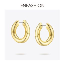 ENFASHION Punk Link Chain Hoop Earrings For Women Gold Colour Small Circle Hoops Earings Fashion Jewellery Aros De Moda