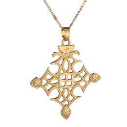 Trendy Gold Color Cross Pendant Necklaces for Women Men Ethiopian Cross Chain Jewelry