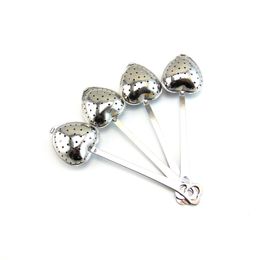 Green tea infuser Spoon Philtre Stainless steel flower strainer metal bag loose leaf stir with chain heart shape