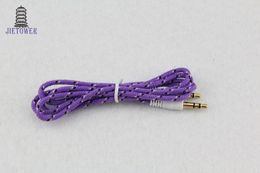 3.5mm Stereo Audio AUX Cable Braided Woven Fabric wire Auxiliary Cords Jack Male to Male M /M 1m Lead for Iphone samsung Mobile Phone