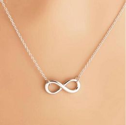 -Semplice collana di design per le donne in argento infinito figura 8 collana pendente collane martellata collane collana regalo di collier gioielli regalo bijoux