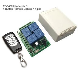 100pcs Wireless Remote Control Switch DC 12V 4CH relay Receiver Module With 4 channel RF Remote 433 Mhz Transmitter