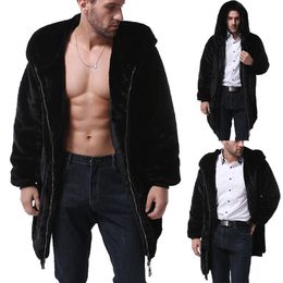 Зимний мужской меховой пальто мужские меховые пальто с капюшоном Парка негабаритные мужчины с толчкой теплой искусственный куртка мужчины из переходного кардигана кардиган