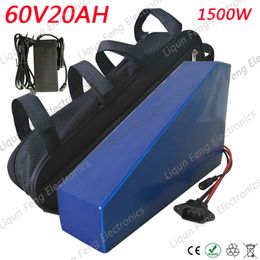 Free Shipping 60V 20AH 1500W Electric bicycle Lithium ion Battery for EBike Triangle Shap Free Bag 30A BMS with 67.2V 2A Charger.