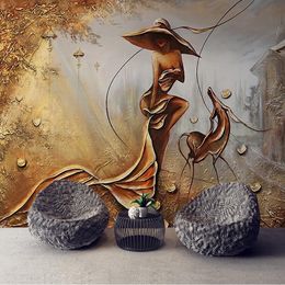 Custom 3D Wall Mural European Style Relief Golden Figure Photo Wallpaper Living Room TV Hotel Creative Wall Papers For Wall 3 D