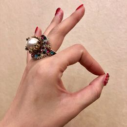 Fashion- brand designer pearl rings for lady Design Women Party Wedding Lovers gift Luxury Jewelry for Bride with box