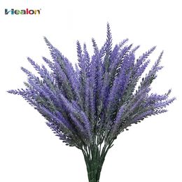 25 Heads/bouquet Romantic Provence Artificial Flower Purple Lavender Bouquet With Green Leaves For Home Party Decorations C19021401