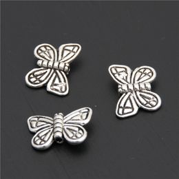 200pcs Silver Color Butterfly Charms Spacer Beads Insect Fly Pendant Garden Jewelry For Women Necklace Keychains