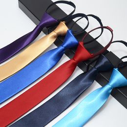 Lazy necktie 45*6cm 40 solid colors Zipper neck tie for Men's Wedding Party Father's Day Christmas gift