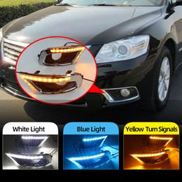 2Pcs DRL For Toyota Camry 2009 2010 2011 Daytime Running Lights fog lamp cover Daylight Turn yellow and night blue