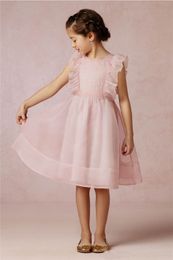 Flower Girl Dress For Wedding Girls Party with Lace Appliques Beading Tulle A-line Dress For Princess Custom