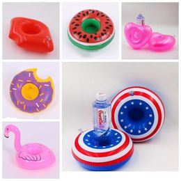 Cup Mat Swimming Bath Party Beverage Holding Pad 10 Styles Beach Kid Toy Cute Flamingo Inflatable Drink Can Bottle Holder