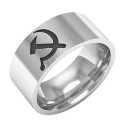 Hammer and sickle ring titanium steel ring men's ring