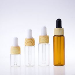5/10/15/20ml Clear Glass Dropper Bottles With Wood Cap for Essential Oil Perfume Sample Bottle Fast Shipping F2526