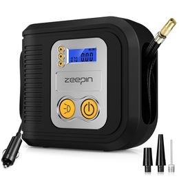 ZEEPIN JJ - 981 DC 12V Auto Air Compressor Pump 150 psi Inflator with Tyre Pressure Gauge / 3 Nozzles / LED Light