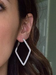 sterling silver clip hoop earrings Australia - Luxury Original 925 Sterling silver Hoop earring Pave 400pcs 5A Cubic Zircon Party Wedding Clip Ear Earrings for women Bridal Charm jewelry