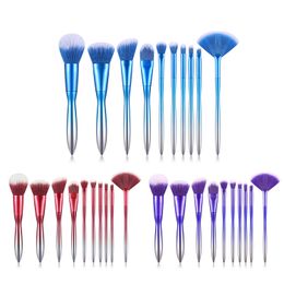 Professional 10pcs Makeup Brush Sets Electroplated Gradient Handle Blush Brush Eyeshadow Brush Set Beauty Makeup Tool
