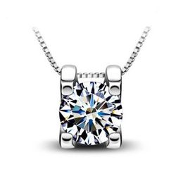 Fine 30% 925 Sterling Silver Woman Zirconia Crystal 0.8cm*0.8cm Pendant Water Necklace Wedding Jewellery free shipping YD0215