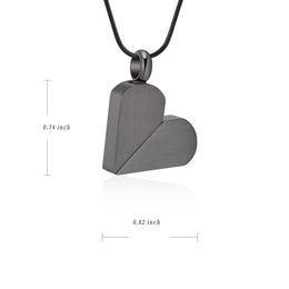 IJD11331 Convertible Black Colour Heart Cremation Pendant Human/ Pet Ashes Holder Funeral Casket Necklace