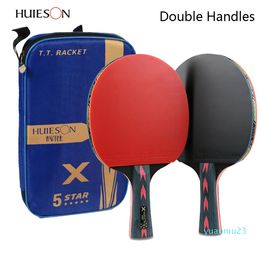 Wholesale-2pcs Upgraded 5 Star Carbon Table Tennis Racket Set Lightweight PowerfulPong Paddle Bat with Good Control