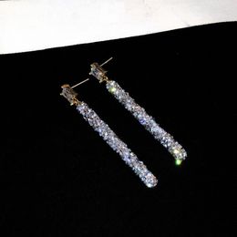 Fashion- fashionable silver pin earrings long exquisite rhinestone temperament joker earrings pendant female