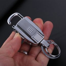 New Keychain USB Lighter Mini Portable Electric Lighters Rechargeable Windproof Ultra-thin Metal Creative Individuality Key Buckle Lighter