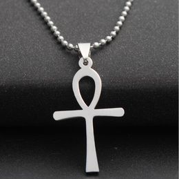 Retro Ancient Egyptian Pendant Necklaces Titanium Steel Religious Ankh Cross Necklace for Women Men Symbol of Life Jewellery