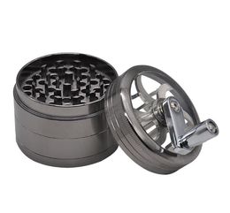 New 63mm 4-layer hand-operated zinc metal smoke grinder Zinc alloy smoke crusher with handle