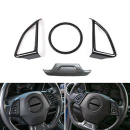 Carbon Fiber Steering Wheel Decoration Trim 4PCS For Chevrolet Camaro 17+ Auto Interior Accessories