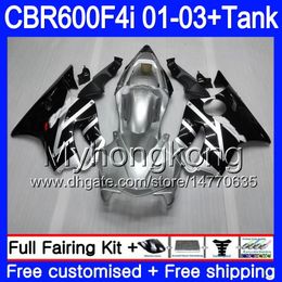 Body +Tank For HONDA CBR 600 F4i CBR 600F4i Black silvery new CBR600FS 600 FS 286HM.13 CBR600F4i 01 02 03 CBR600 F4i 2001 2002 2003 Fairings